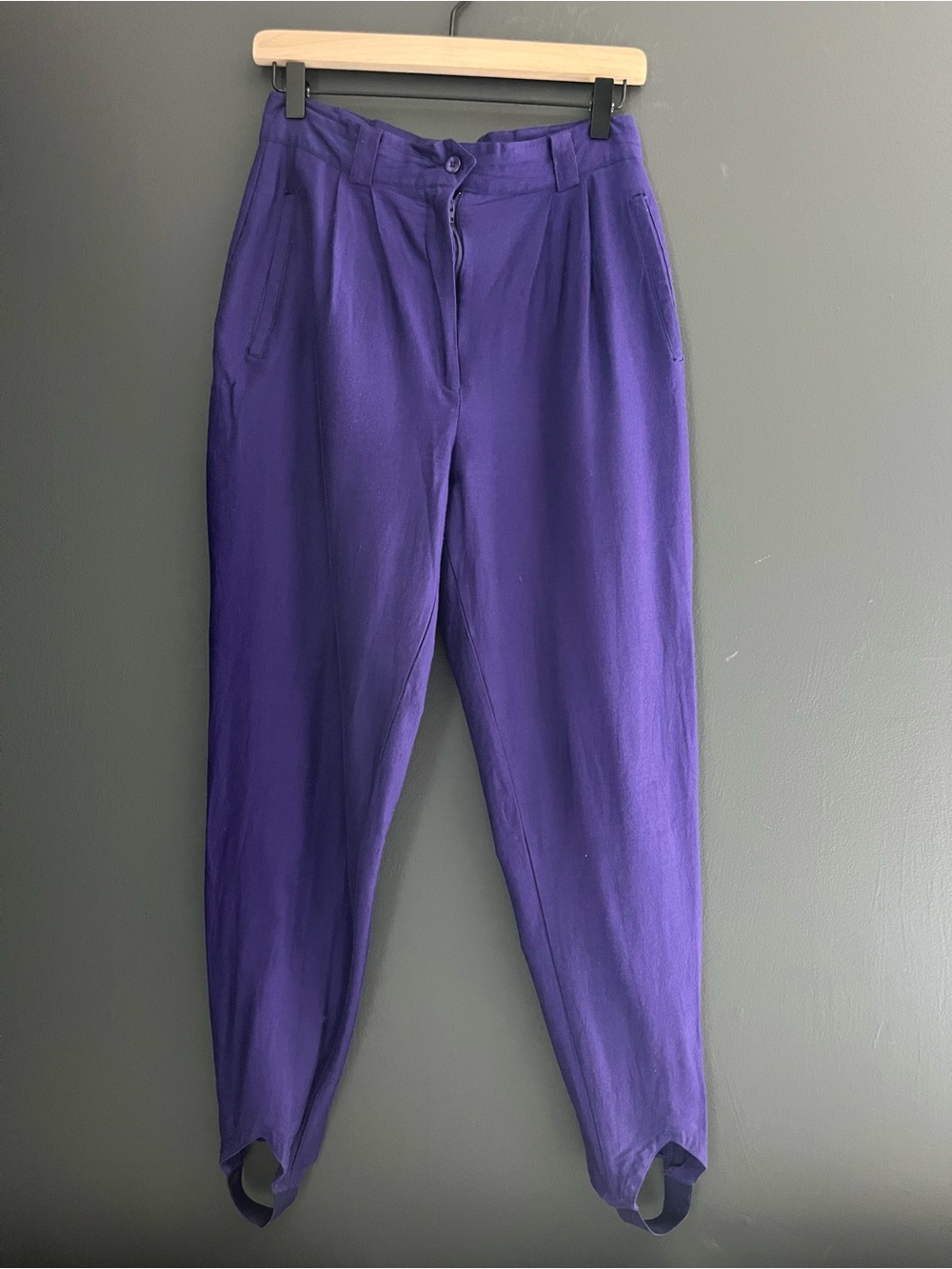 Vintage 80s Vibrant Bright Dark Purple High-Waist Tapered Pants